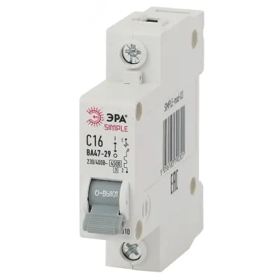 Автоматический выключатель ЭРА SIMPLE SIMPLE-mod-07 ВА 47-29 1P 40А кривая C 4,5кА