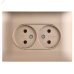 SKANDY Розетка 2-местная без заземления без защитных шторок 10А в сборе SK-R10Sa песочный IEK