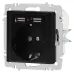 Розетка Intro Accent 6-410-05 , P+E Schuko со шторками, 16А-250В + 2хUSB, IP20, СУ, антрацит
