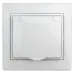 Розетка Intro Plano 1Э-207-01 с заземлением 2P+E Schuko с крышкой шторками, 16А-250В, СУ, без лапок, белый