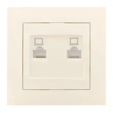 Валенсия розетка компьютерная RJ-45 2-местная кремовая