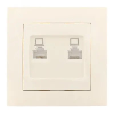 Валенсия розетка компьютерная RJ-45 2-местная кремовая