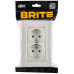 BRITE Розетка 2-местная с заземлением с защитными шторками плоская 16А в сборе РСшПл12-3-БрЖ жемчуг IEK