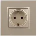 14-2102-04 ЭРА Розетка 2P+E Schuko со шторками, 16A-250В, IP20, Эра Elegance, шампань (10/100/3500)