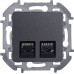 Розетка компьютерная двойная RJ45 категория 6 UTP антрацит INSPIRIA
