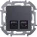 Розетка компьютерная двойная RJ45 категория 6 UTP антрацит INSPIRIA