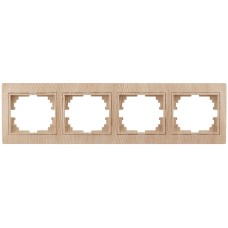 Рамка для розеток и выключателей Intro Plano 1-504-11 на 4 поста горизонтальная, СУ, сосна