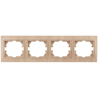 Рамка для розеток и выключателей Intro Plano 1-504-11 на 4 поста горизонтальная, СУ, сосна