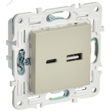 SKANDY Розетка USB A+C 18Вт SK-R13B бежевый IEK