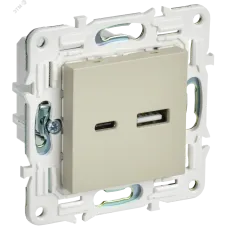 SKANDY Розетка USB A+C 18Вт SK-R13B бежевый IEK