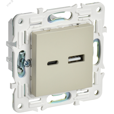 SKANDY Розетка USB A+C 18Вт SK-R13B бежевый IEK