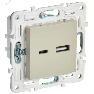 SKANDY Розетка USB A+C 18Вт SK-R13B бежевый IEK