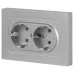 Розетка Intro Accent 6-205-03 2X2P+E Schuko, 16А-250В, IP20, СУ, AL/CU, алюминий