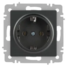 Розетка Intro Accent 6-202-07 2P+E Schuko, 16А-250В, IP20, СУ, графит