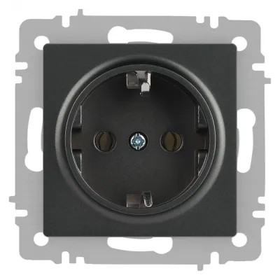 Розетка Intro Accent 6-202-07 2P+E Schuko, 16А-250В, IP20, СУ, графит