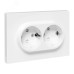 Эпика Механизм розетки двойной 16А с заземлением со шторками с рамкой белый EKF Эпика Механизм розетки двойной 16А с заземлением со шторками с рамкой белый EKF