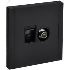 FORTE&PIANO Розетка двойная TV+RJ45 кат.6 FP137M металл черный IEK