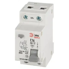 АВДТ 4,5кА ЭРА SIMPLE D12E2C16AC30 АД-12 электронное 1P+N С16 30мА тип АС