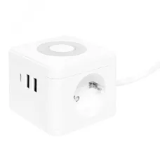 Удлинитель Куб 2 гнезда 2USB 2,4А+Type C + Ночник 1,3 метра 1мм2