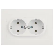 Розетка Intro Accent 6-205-01М 2X2P+E Schuko, 16А-250В, IP20, СУ, AL/CU, белый матовый