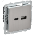 BRITE Розетка USB A+C 18Вт РЮ11-1-БрГН металл хром/никель IEK