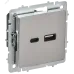 BRITE Розетка USB A+C 18Вт РЮ11-1-БрГН металл хром/никель IEK BRITE Розетка USB A+C 18Вт РЮ11-1-БрГН металл хром/никель IEK