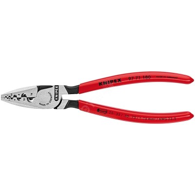 Пресс-клещи для обжима контактных гильз 9 гнезда 025-160мм (AWG 23-5) L=180мм обливные рукоятки