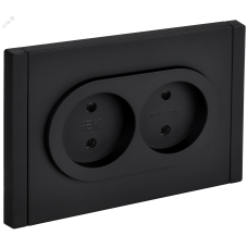 FORTE&PIANO Розетка 2-местная без заземления с защитными шторками безвинтовое крепление 10А FP125M металл черный IEK