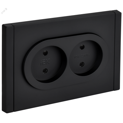 FORTE&PIANO Розетка 2-местная без заземления с защитными шторками безвинтовое крепление 10А FP125M металл черный IEK