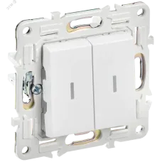 SKANDY Выключатель 2-клавишный проходной с индикацией 10А SK-V10W арктический белый IEK