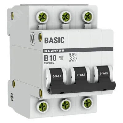 Выключатель автоматический 3P 10А (B) 4,5кА ВА 47-29 Basic