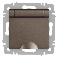 Розетка Intro Accent 6-203-08 2P+E Schuko с крышкой, 16А-250В, IP20, СУ, AL/CU, Accent, бронза