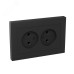 Эпика Механизм розетки двойной 16А без заземления без шторок с рамкой черный EKF