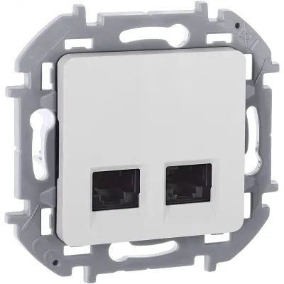 Розетка компьютерная двойная RJ45 категория 6 UTP белый INSPIRIA