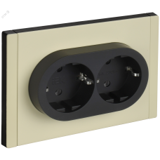 FORTE&PIANO Розетка 2-местная с заземлением без защитных шторок безвинтовое крепление 16А FP824M металл слоновая кость IEK