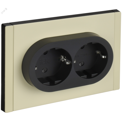 FORTE&PIANO Розетка 2-местная с заземлением без защитных шторок безвинтовое крепление 16А FP824M металл слоновая кость IEK