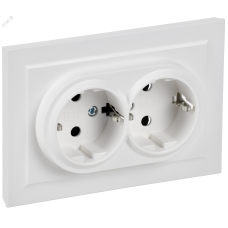 BRITE Розетка 2-местная с заземлением без защитных шторок 16А в сборе РС12-3-БрАБ арктический белый IEK