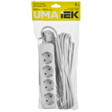 Удлинитель UMA У04 4 места 2P+PE 5м 3х1мм2 10А белый