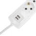 Удлинитель ПРЕМИУМ 3 гнезда, 5 м, 3х1,5 мм2, с/з, 2 USB, белый