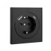 Розетка STRONG одинарная с/з скрытой установки з/ш 16А с USB A+C быстрой зарядки 5В/3А механизм антрацит