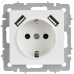 BRITE Розетка 1-местная с заземлением с защитными шторками 16А с USB A+A 5В 3,1А РЮш10-2-БрАБ арктический белый IEK
