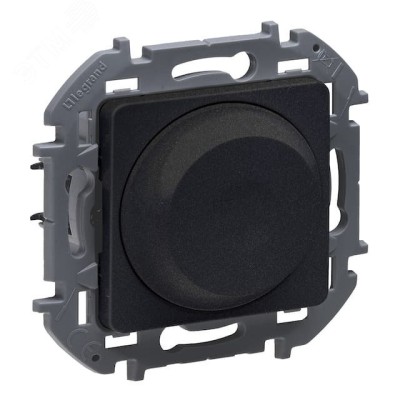 Светорегулятор поворотно-нажимной без нейтрали 300Вт антрацит INSPIRIA