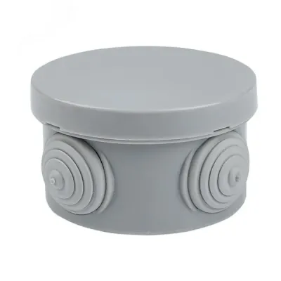 Коробка распаячная с крышкой КМР-040-039 наружная, 85х40, АБС, серая, 4 входа, IP54 EKF PROxima