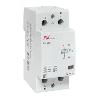 Контактор модульный КМ 40А 1NC+1NO 230VAC (2 мод.) AVERES