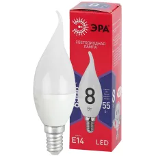 Лампочка светодиодная ЭРА RED LINE LED BXS-8W-865-E14 R E14 / Е14 8Вт свеча на ветру холодный дневной свет
