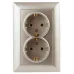 Розетка Intro Solo 4-205-04 с заземлением двойная 2X2P+E Schuko, 16А-250В, IP20, СУ, шампань
