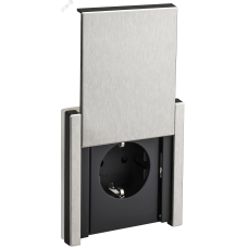 FORTE&PIANO Розетка 1-местная с заземлением с защитными шторками и крышкой винтовое крепление 16А IP44 FP721M металл никель IEK