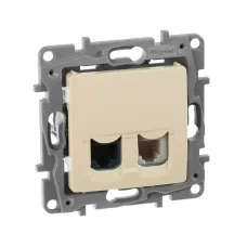 Розетка двойная RJ11+RJ45 кат.5E UTP слоновая кость ETIKA