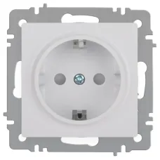 Розетка Intro Accent 6-206-01 2P+E Schuko со шторками, 16А-250В, IP20, СУ, AL/CU, белый