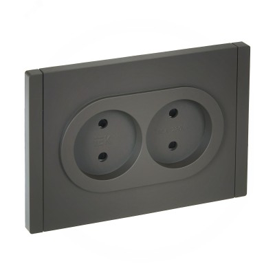 FORTE&PIANO Розетка 2-местная без заземления с защитными шторками безвинтовое крепление 10А FP325 серый IEK